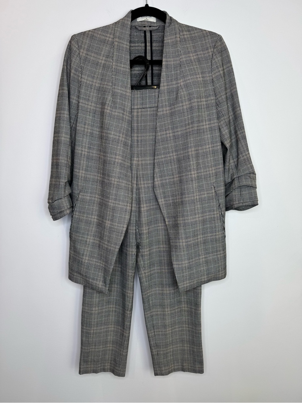 Babaton Atelier Gray Plaid Tailored Pants set career business sz 0 work coord